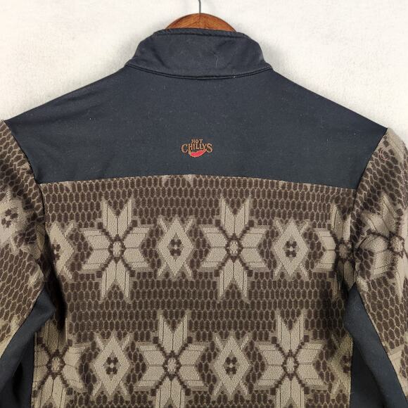Hot Chillys HC4311 1/2 Zip Base Layer Women Medium Brown Geometric Fair Isle USA - Picture 10 of 13